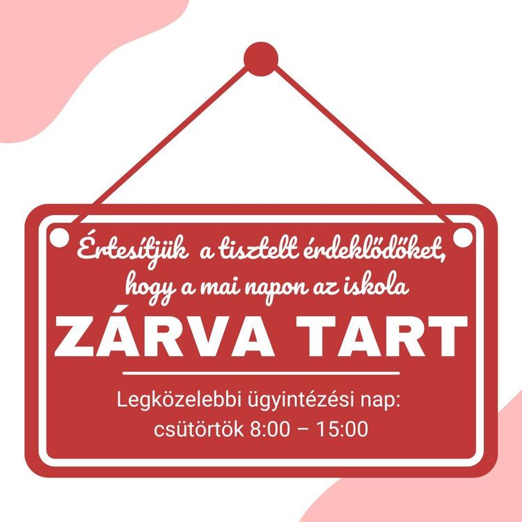 Iskolánk július 1-én zárva tart
