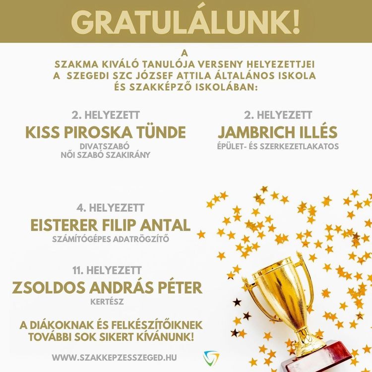 Kiemelkedő sikerek a Szakma Kiváló Tanulója Versenyen!