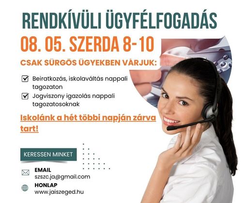 📢 RENDKÍVÜLI ÜGYFÉLFOGADÁS – AUGUSZTUS 5.